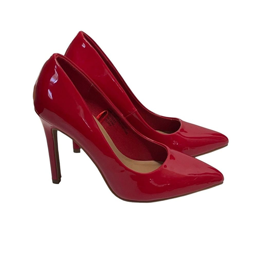 Torrid Red Pointed Toe Faux Leather Heels Size 9WW